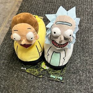 Rick and Morty Plush Slippers - Brown and Blue